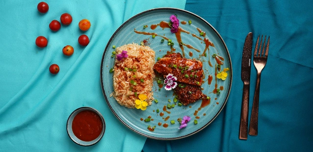 Sesame-Crusted Trout with Garlic Rice