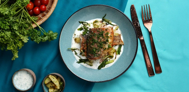Rainbow Trout with Potatoes & Spring Garlic